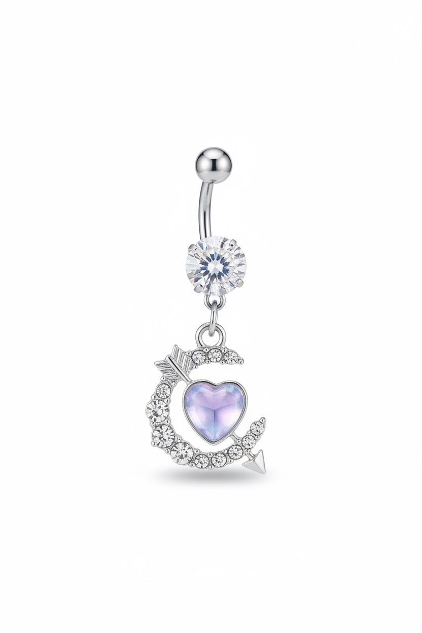 Purple Pierced Heart Belly Ring
