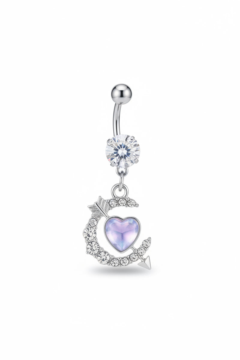 Purple Pierced Heart Belly Ring