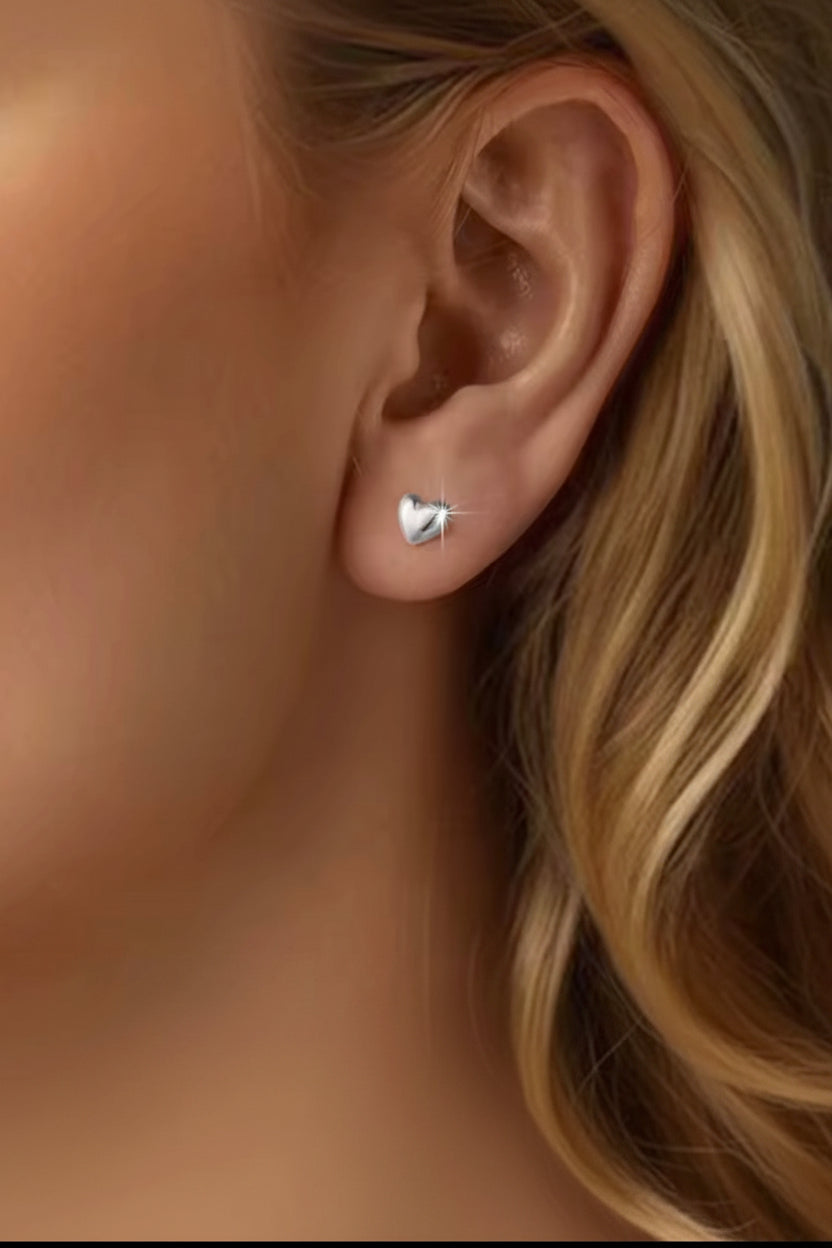 Glossy Heart Stud Earrings