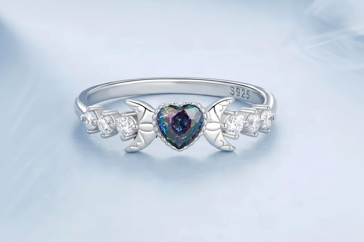 Mooned Heart Ring