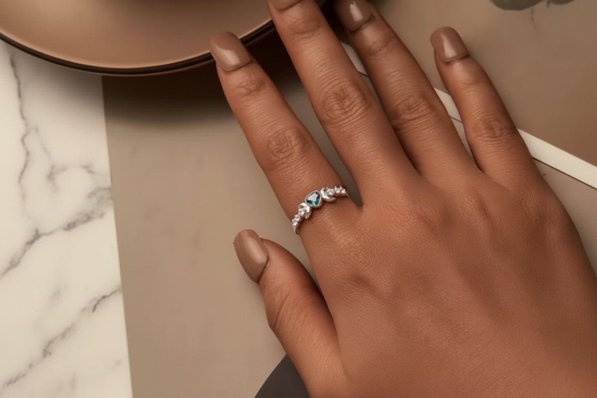 Mooned Heart Ring