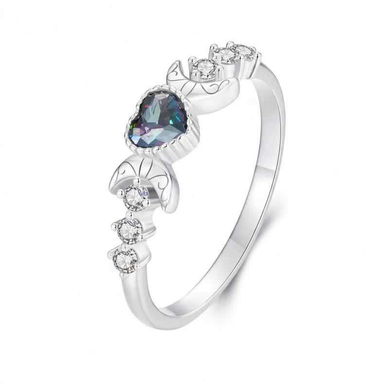 Mooned Heart Ring
