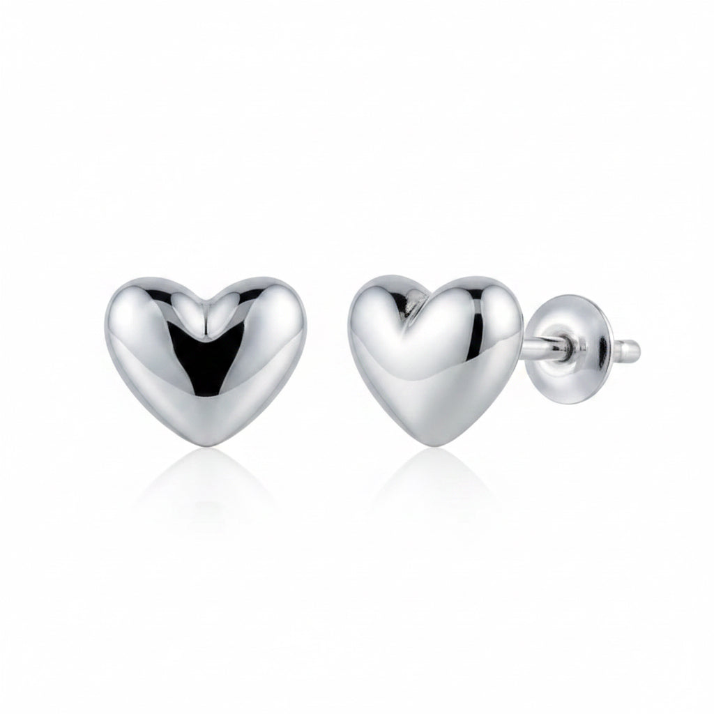 Glossy Heart Stud Earrings